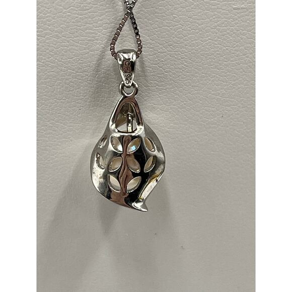 CP Sterling Silver White Freshwater Cultured Pearl Pendant Chain Necklace 18” - Picture 3 of 11